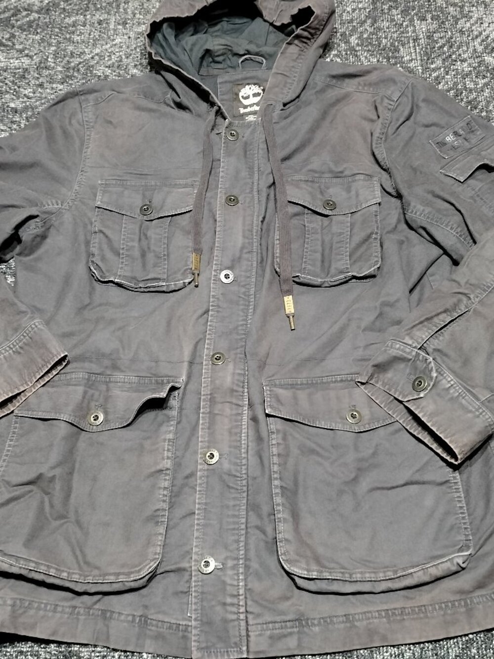 Vintage Men's Timberland Field Hooded Canvas Military Coat Rare Jacket Size XXL